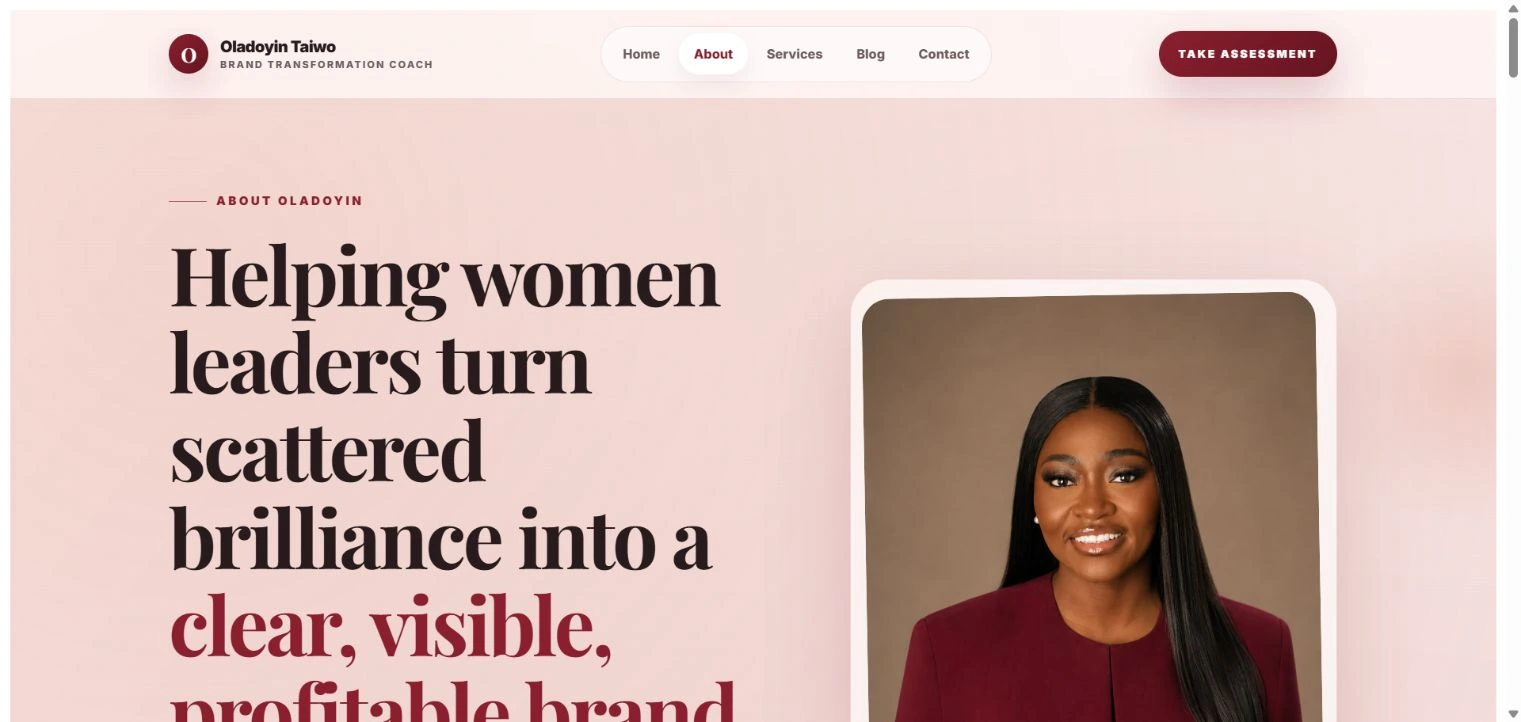About page · the story and positioning behind the expertise