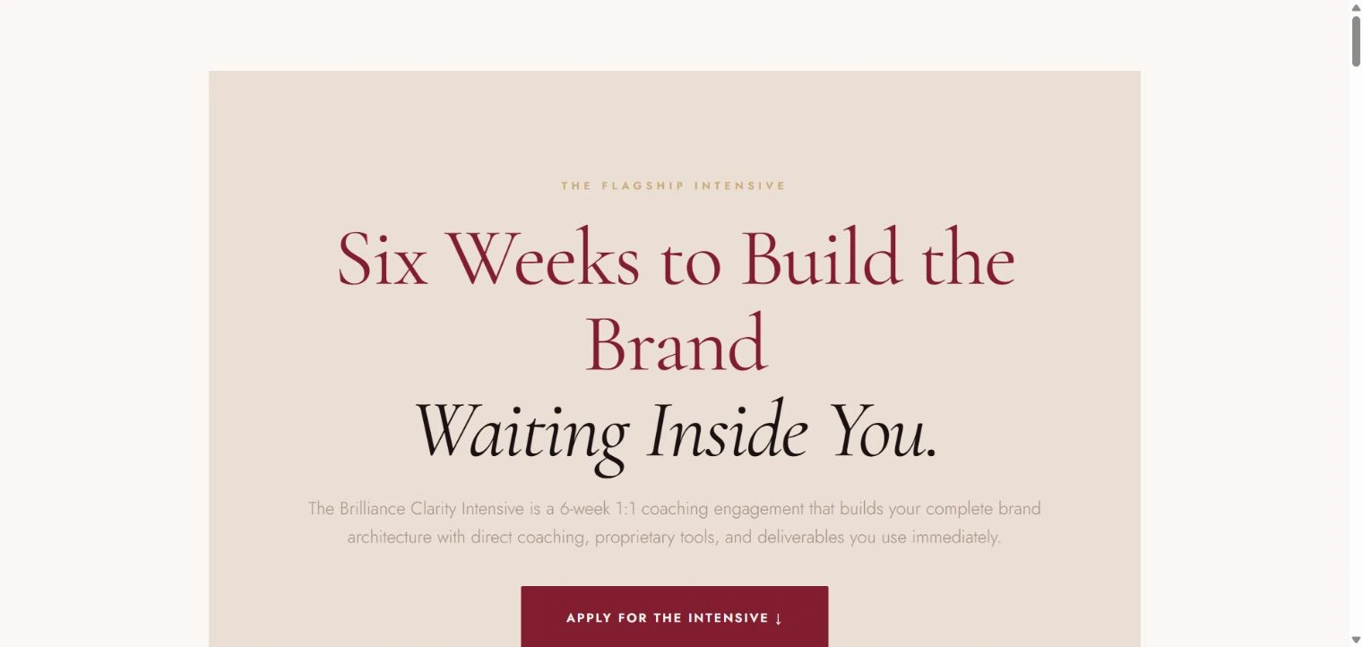 Brilliance Clarity Intensive · a structured six-week coaching programme