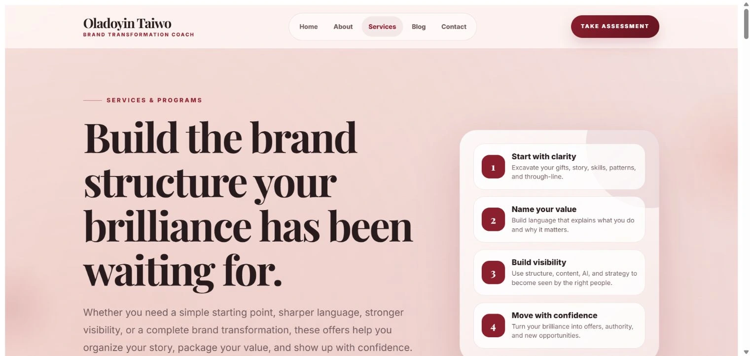 Services page · helping visitors find the right support