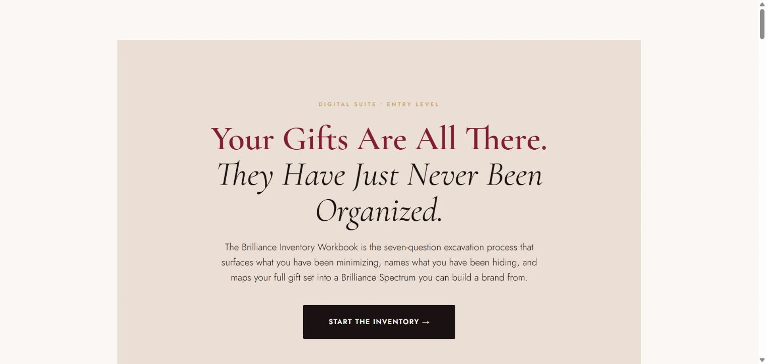 Brilliance Inventory Workbook · an accessible entry offer