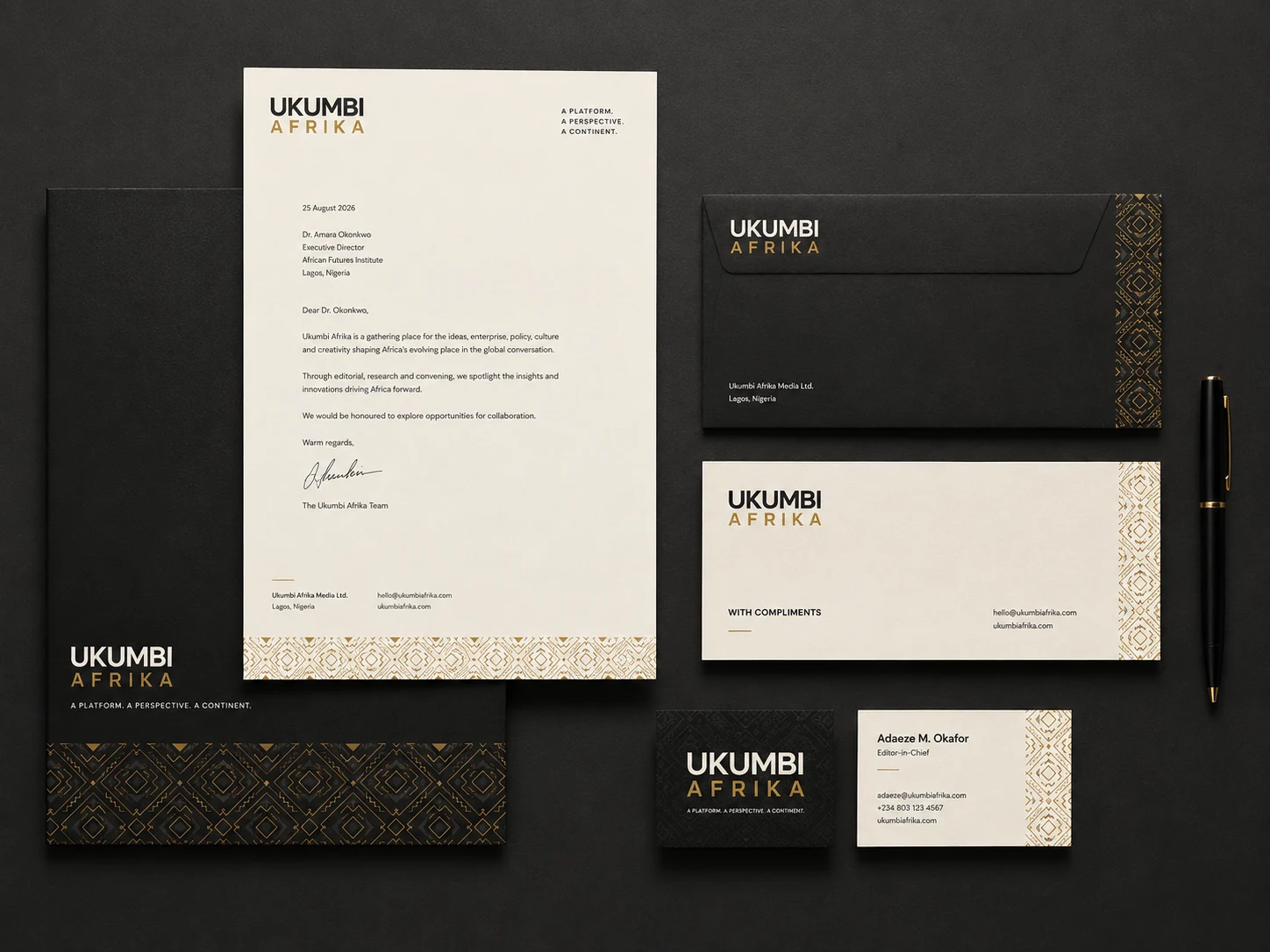 Ukumbi Afrika stationery mockup